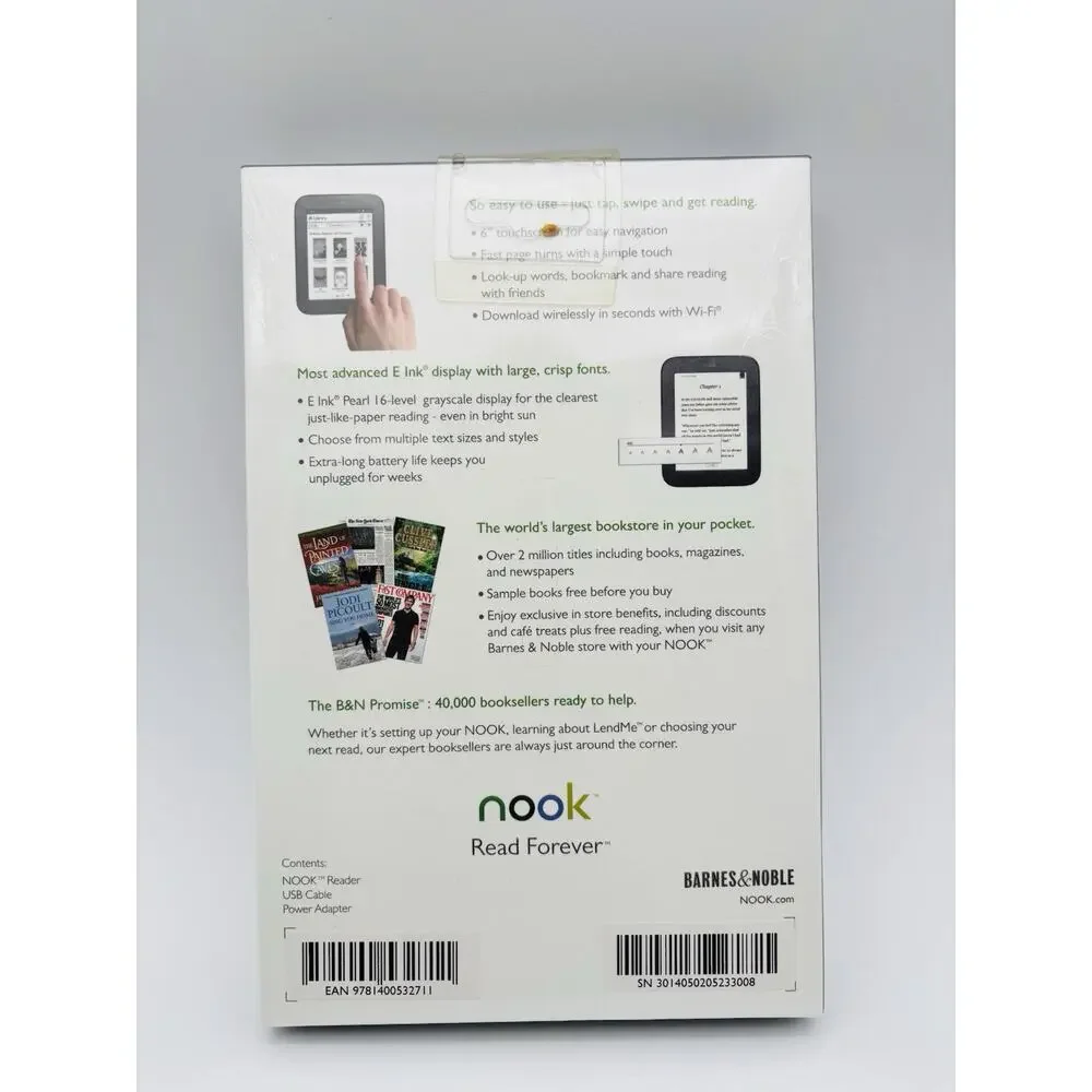 New Barnes & Noble Nook Simple Touch Reader Wi-Fi 6” eReader NEW Factory Sealed